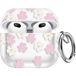 Mobigear Flowers Apple AirPods 3 Hardcase Hoesje - Wit / Roze