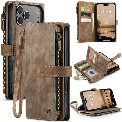 CaseMe C30 iPhone 17 Pro Max Hoesje Bookcase Portemonnee - Bruin
