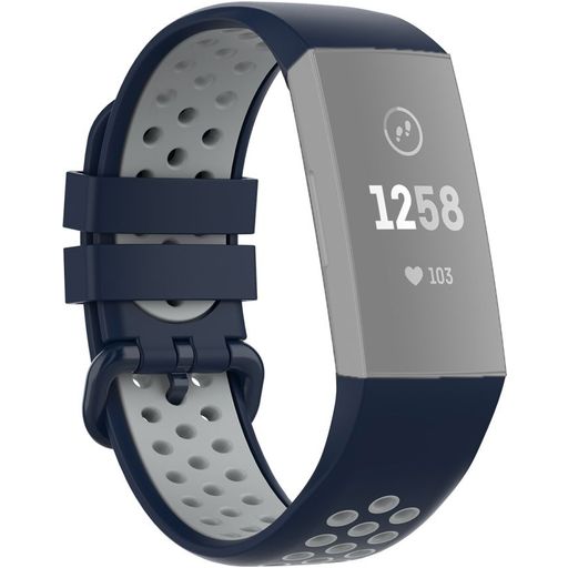 Mobigear Sport Plus Buckle Siliconen Fitbit Charge 4 Bandje Gespsluiting - Donkerblauw