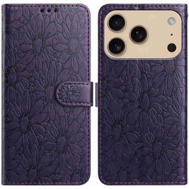 Mobigear Flowers iPhone 17 Pro Hoesje Bookcase Portemonnee - Paars