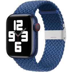Mobigear Braided Nylon Apple Watch Bandje Klemsluiting - 49/46/45/44 mm - Donkerblauw