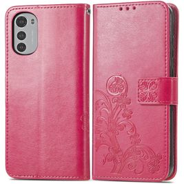 Mobigear Clover Motorola Moto E32s Hoesje Bookcase Portemonnee - Magenta