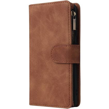 Mobigear Zipper Samsung Galaxy A41 Hoesje Bookcase Portemonnee - Bruin