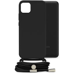 Mobilize Lanyard Gelly Samsung Galaxy A03 Flexibel TPU Hoesje met koord - Zwart