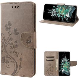 Mobigear Butterfly OnePlus 10T Hoesje Bookcase Portemonnee - Grijs