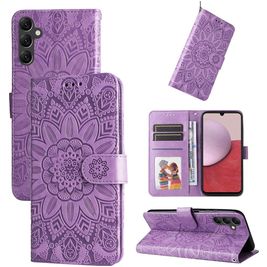 Mobigear Sunflower Samsung Galaxy A14 Hoesje Bookcase Portemonnee - Paars