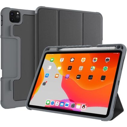 Mutural Tri-Fold Tough iPad Pro 11 Inch (2022) Hoes Bookcase + Stylus Houder - Zwart