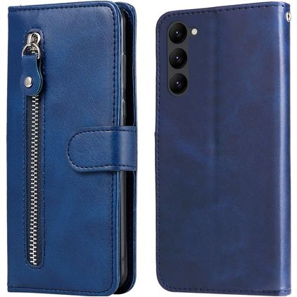 Mobigear Zipper Samsung Galaxy S23 Hoesje Bookcase Portemonnee - Blauw
