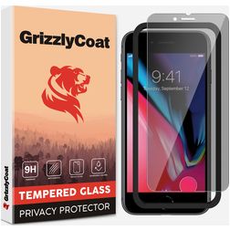 GrizzlyCoat Easy Fit AntiSpy iPhone 8 Glazen Screenprotector Privacy - Case Friendly + Installatie Frame