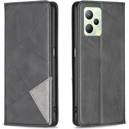 Mobigear Rhombus Slim Realme C35 Hoesje Bookcase - Zwart