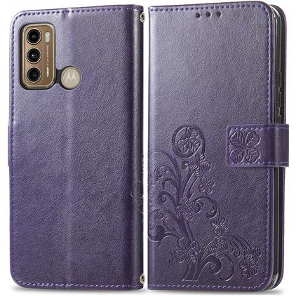 Mobigear Clover Motorola Moto G60 Hoesje Bookcase Portemonnee - Paars