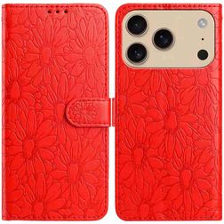 Mobigear Flowers iPhone 17 Pro Max Hoesje Bookcase Portemonnee - Rood