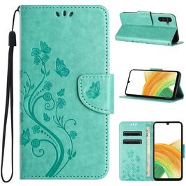 Mobigear Flowers Samsung Galaxy A55 Hoesje Bookcase Portemonnee - Groen