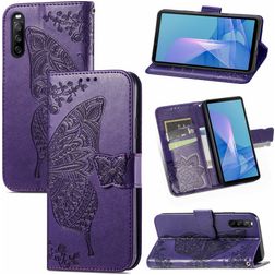 Mobigear Butterfly Sony Xperia 10 III Hoesje Bookcase Portemonnee - Paars
