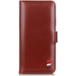 Mobigear Stripe iPhone 12 Pro Max Hoesje Bookcase Portemonnee - Bruin