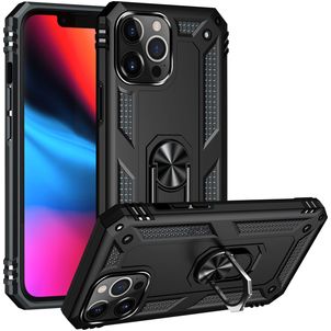 Mobigear Armor Ring iPhone 13 Pro Max Hoesje Hardcase Backcover Shockproof met Ringhouder - Zwart