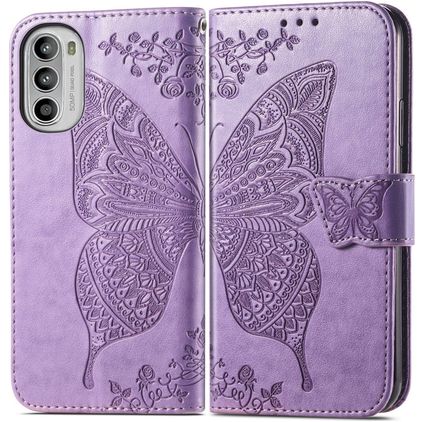 Mobigear Butterfly Motorola Moto G82 Hoesje Bookcase Portemonnee - Paars