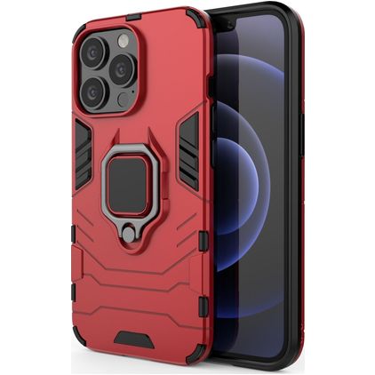 Mobigear Armor Ring iPhone 13 Pro Hoesje Hardcase Backcover Shockproof met Ringhouder - Rood