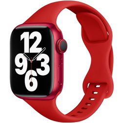 Mobigear Sport Slim Siliconen Apple Watch Bandje Druksluiting - 49/46/45/44 mm - Rood