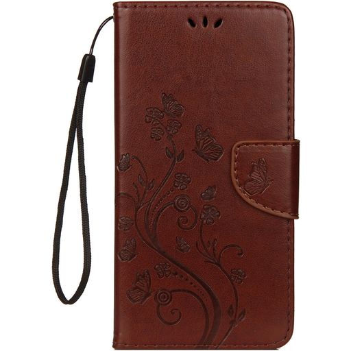 Mobigear Flowers iPhone XS Max Hoesje Bookcase Portemonnee - Bruin