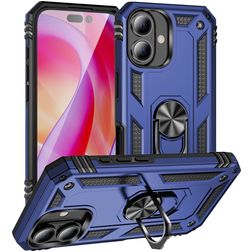Mobigear Armor Ring iPhone 16 Hoesje Hardcase Backcover Shockproof met Ringhouder - Blauw