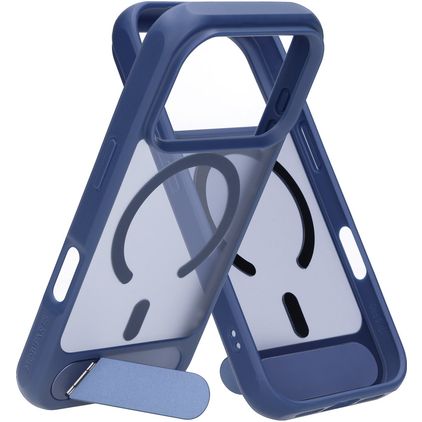 Mobiparts Hardcover iPhone 18 Pro MagSafe Hoesje Hardcase Backcover met Standaard - Satin Blue