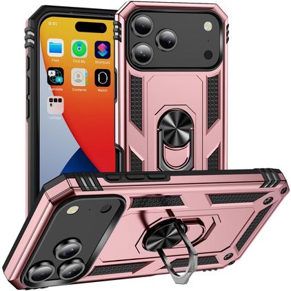 Mobigear Armor Ring iPhone 18 Pro Max Hoesje Hardcase Backcover Shockproof met Ringhouder - Roségoud