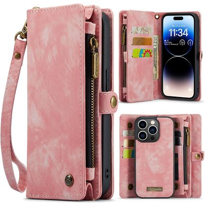 Caseme 008 iPhone 14 Pro Hoesje Uitneembare 2in1 Bookcase Portemonnee - Roze