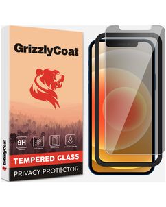 GrizzlyCoat Easy Fit AntiSpy iPhone 12 Pro Glazen Screenprotector Privacy - Case Friendly + Installatie Frame
