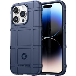 Mobigear Rugged Shield iPhone 15 Pro Max Hoesje Flexibel TPU Backcover Shockproof - Blauw