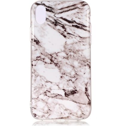 Mobigear Marble iPhone XS Max Hoesje Flexibel TPU Backcover - Wit