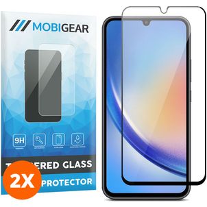 Mobigear Premium Samsung Galaxy A34 Glazen Screenprotector - Case Friendly - Zwart (2-Pack)
