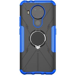 Mobigear Armor Ring Nokia 5.4 Hoesje Hardcase Backcover Shockproof met Ringhouder - Blauw