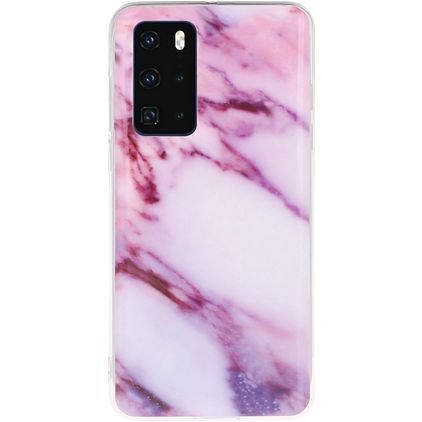 Mobigear Marble Huawei P40 Hoesje Flexibel TPU Backcover - Paars