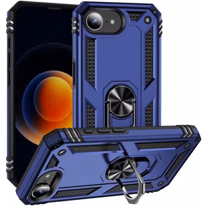Mobigear Armor Ring iPhone 17e Hoesje Hardcase Backcover Shockproof met Ringhouder - Blauw
