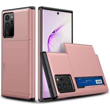 Mobigear Card Samsung Galaxy Note 20 Ultra Hoesje Hardcase Backcover Shockproof met Pasjeshouder - Roségoud