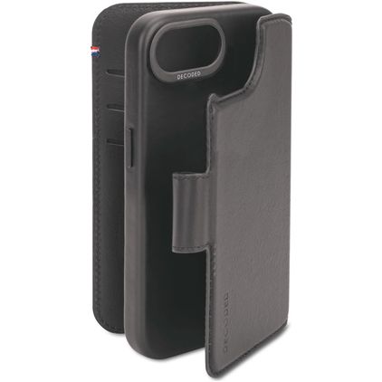 Decoded Detachable Wallet iPhone 16e Hoesje Echt Leer Uitneembare 2in1 Bookcase Portemonnee - Zwart