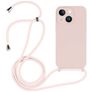 Mobigear Lanyard iPhone 14 Plus Siliconen Hoesje met koord - Sand Pink