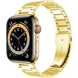 Mobigear Lissabon Stalen Apple Watch Bandje Vouwsluiting - 49/46/45/44 mm - Goud