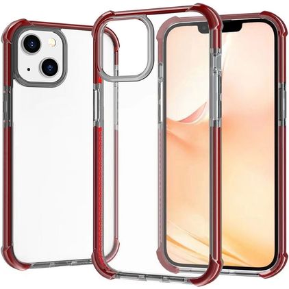 Mobigear Full Bumper iPhone 14 Hoesje Hardcase Backcover Shockproof - Transparant / Rood