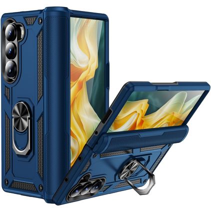 Mobigear Armor Ring Samsung Galaxy Z Fold 6 Hoesje Hardcase Backcover Shockproof met Ringhouder - Marineblauw