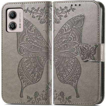Mobigear Butterfly Motorola Moto G53 5G Hoesje Bookcase Portemonnee - Grijs