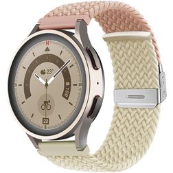 Mobigear Braided Dual Nylon Smartwatch Bandje Klemsluiting - 22 mm - Roze / Sterrenlicht