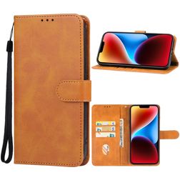 Mobigear Wallet iPhone 15 Hoesje Bookcase Portemonnee - Cognac
