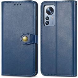 Mobigear Snap Button Xiaomi 12 Pro Hoesje Bookcase Portemonnee - Blauw