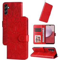 Mobigear Sunflower Samsung Galaxy A14 Hoesje Bookcase Portemonnee - Rood