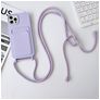 Mobigear Lanyard Card iPhone 15 Pro Siliconen Hoesje met koord en Pasjeshouder - Paars