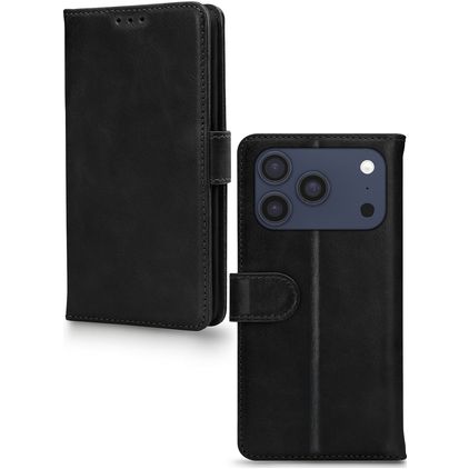 Mobilize Wallet iPhone 17 Pro Max Hoesje Echt Leer Bookcase Portemonnee - Zwart