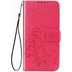Mobigear Clover Motorola One Fusion Plus Hoesje Bookcase Portemonnee - Magenta
