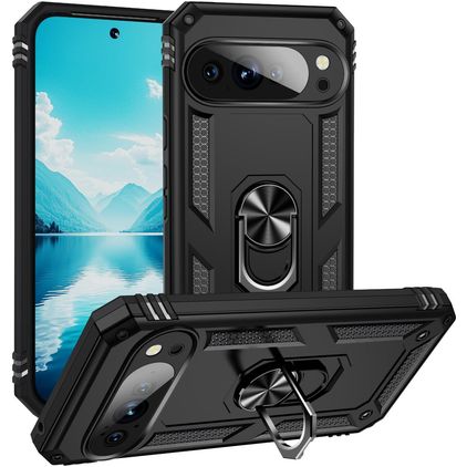 Mobigear Armor Ring Google Pixel 10 Pro XL Hoesje Hardcase Backcover Shockproof met Ringhouder - Zwart